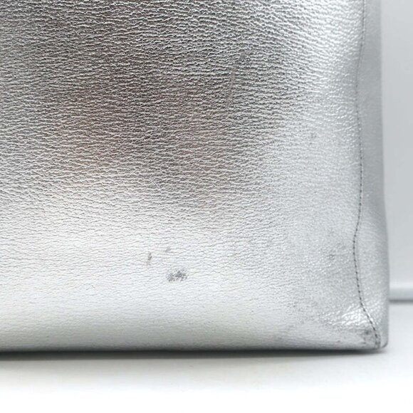 Celine Small Vertical Cabas Tote Silver Metallic Leather Crossbody Bag - Picture 4 of 12